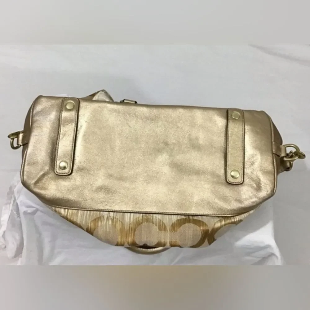 Coach Vintage Y2K Ashley Madison Metallic Gold Tan Satchel Purse Bag
